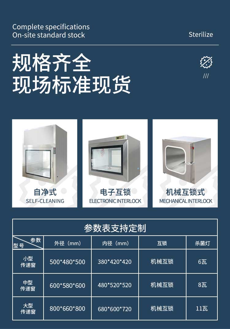 紫外殺菌不銹鋼傳遞窗規(guī)格參數(shù)